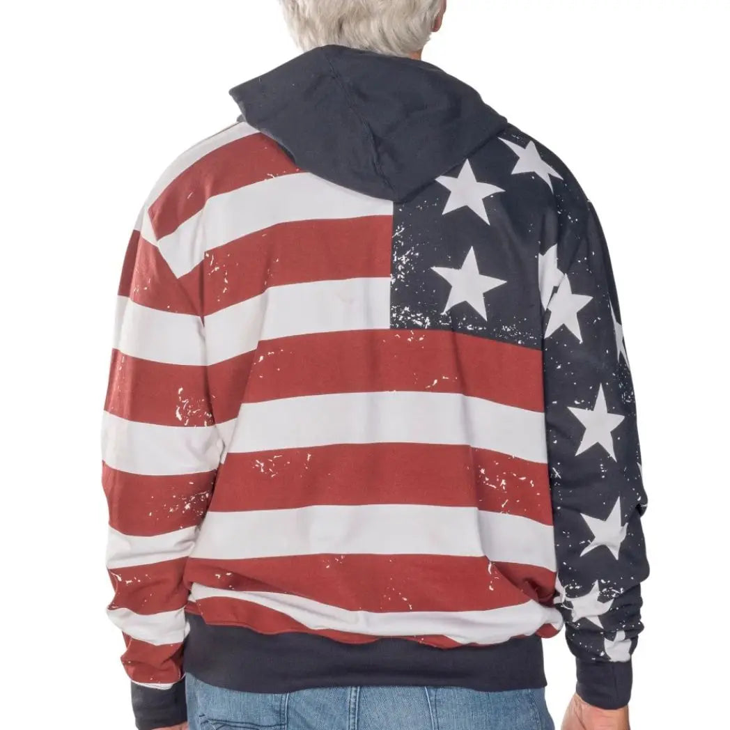 Unisex Vintage American Flag Pullover Hoodie
