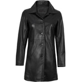 Winchester Women's Black Leather 3/4 Length Car Coat