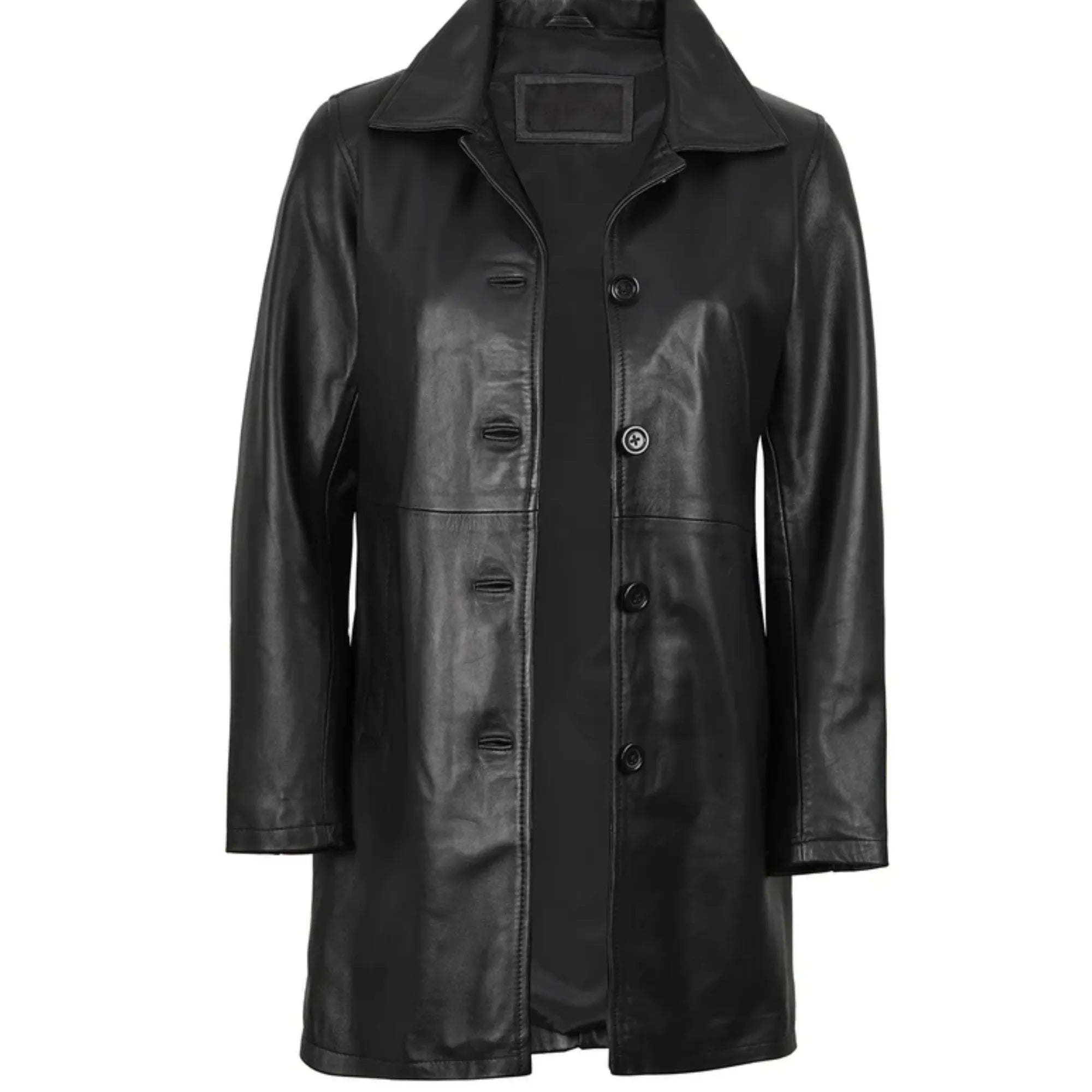 Winchester Women's Black Leather 3/4 Length Car Coat