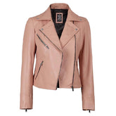 Women Pink Motorcycle Leather Jacket