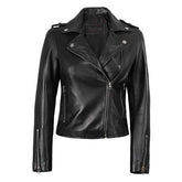 Women Motorcycle Black Leather Jacket