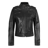 Women Tavares Black Motorcycle Leather Jacket