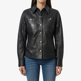 Women’s Minimalist Lambskin Black Leather Jacket