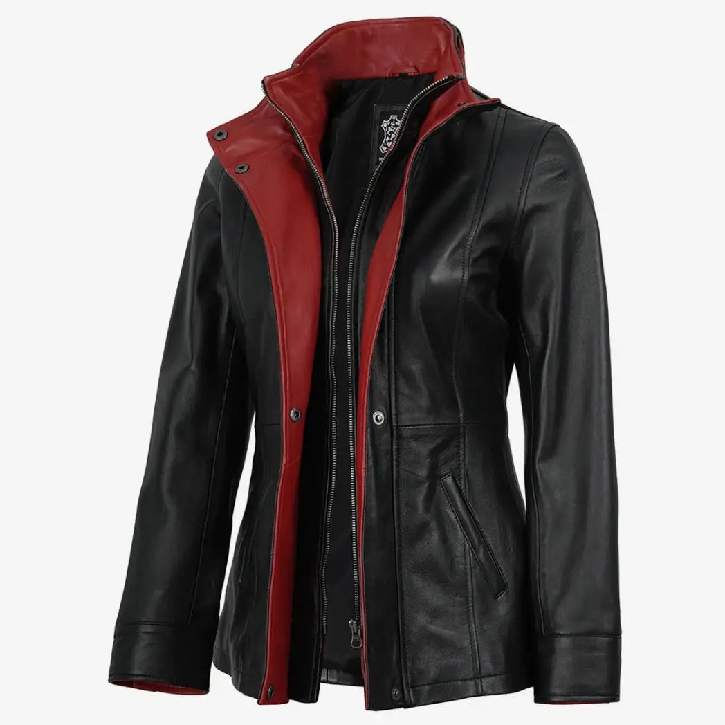 Black Real Lambskin Leather Jacket For Women