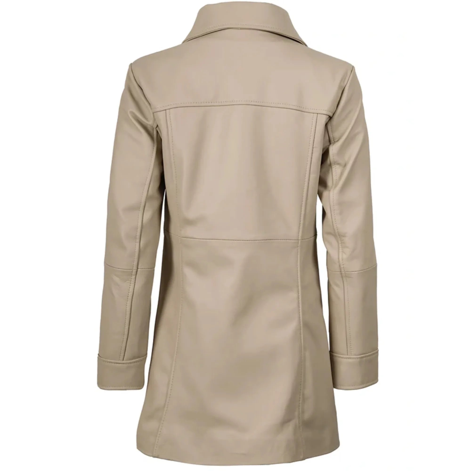 Women's Beige Real Leather Car Coat