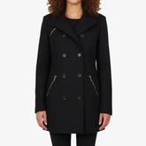 Women's Black Double Breasted Wool Peacoat