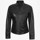 Women's Black Lambskin Biker Style Leather Jacket
