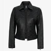 Women's Black Lambskin Leather Harrington Jacket