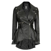 Gonzalez Women's Black Peplum Leather Jacket