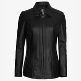 Women's Black Real Lambskin Leather Car Coat