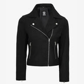 Women's Black Real Suede Biker Style Jacket