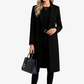 Women's Black Single Breasted Wool Coat