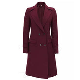 Women's Burgundy Double Breasted Wool Coat