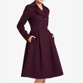Women's Burgundy Double Breasted Wool Coat