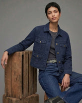 Women's Classic Dark Blue Cotton Denim Style Jacket