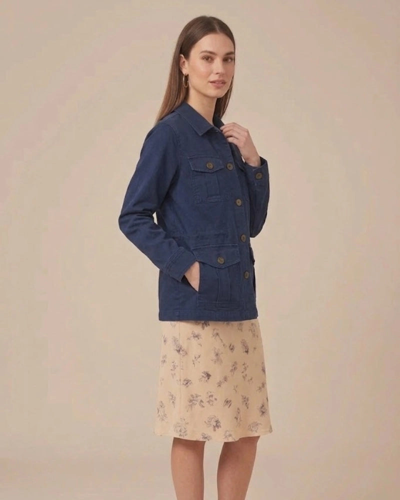 Women's Classic Navy Safari Cotton Jacket