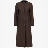 Women's Collarless Dark Brown Wool Coat