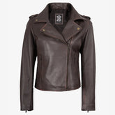 Women's Dark Brown Asymmetrical Biker Style Leather Jacket