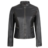 Women's Black Biker Style Leather Jacket