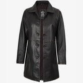 Women's Distressed Brown 3/4 Length Lambskin Leather Coat