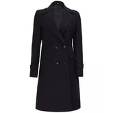 Women’s Double-Breasted Black Wool Coat