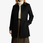 Women's Mid Length Black Wool Coat