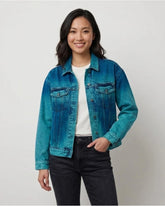 Women's Multicolor Tie-Dye Cropped Denim Trucker Jacket