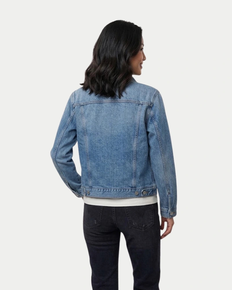 Women's Blue Premium Cropped Denim Jacket