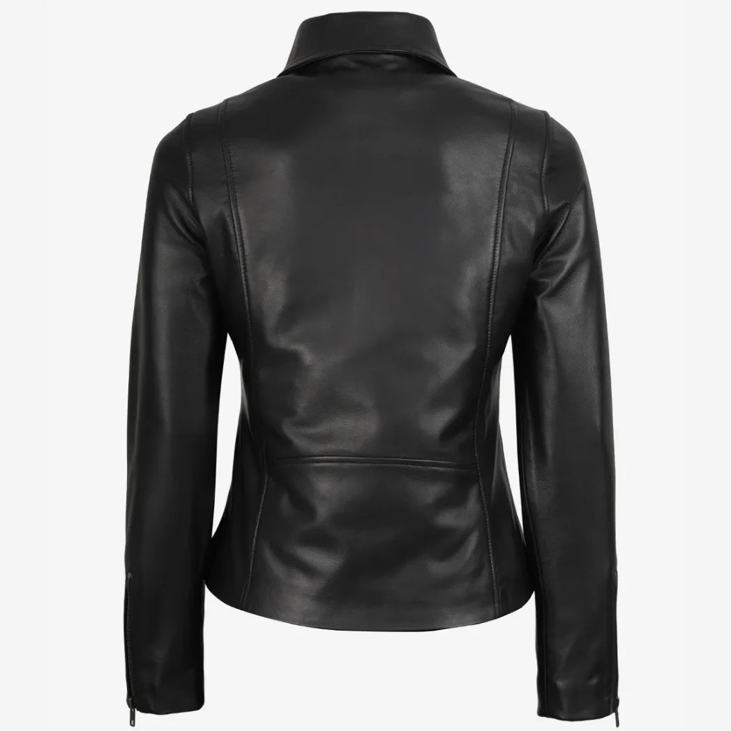Women's Real Black Harrington Lambskin Leather Jacket
