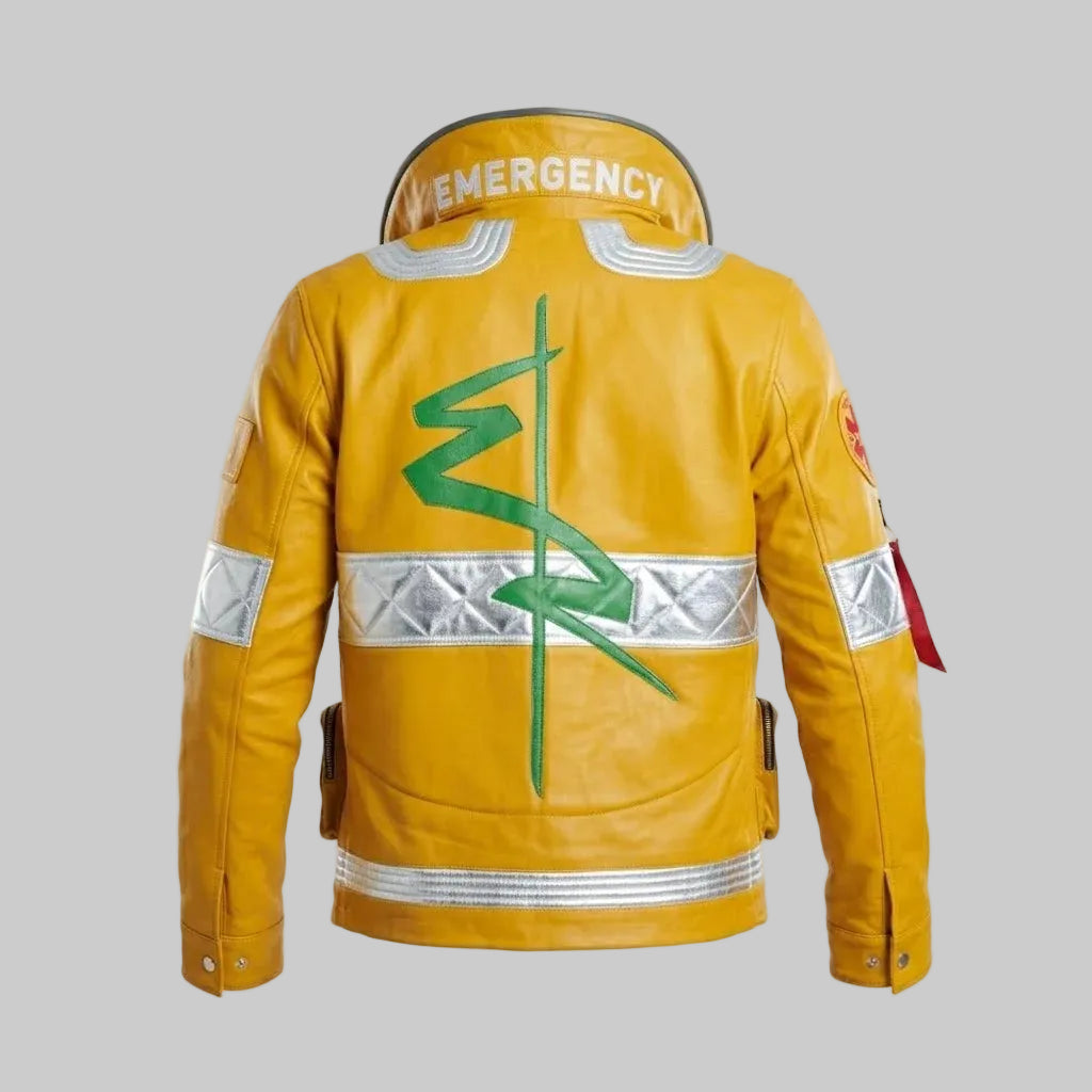 Yellow Sheepskin Leather Jacket For Men