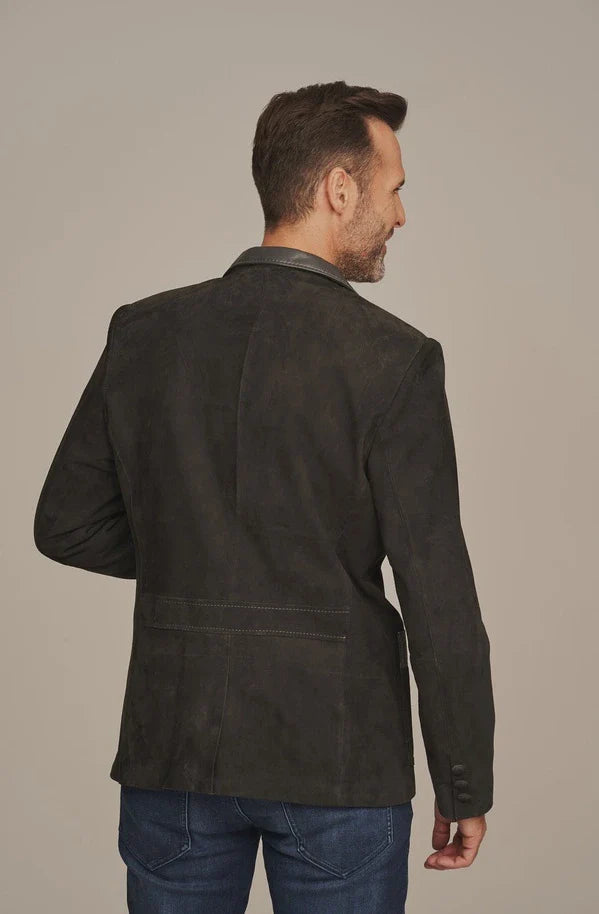 Ziven - Men's Black Suede Leather Blazer