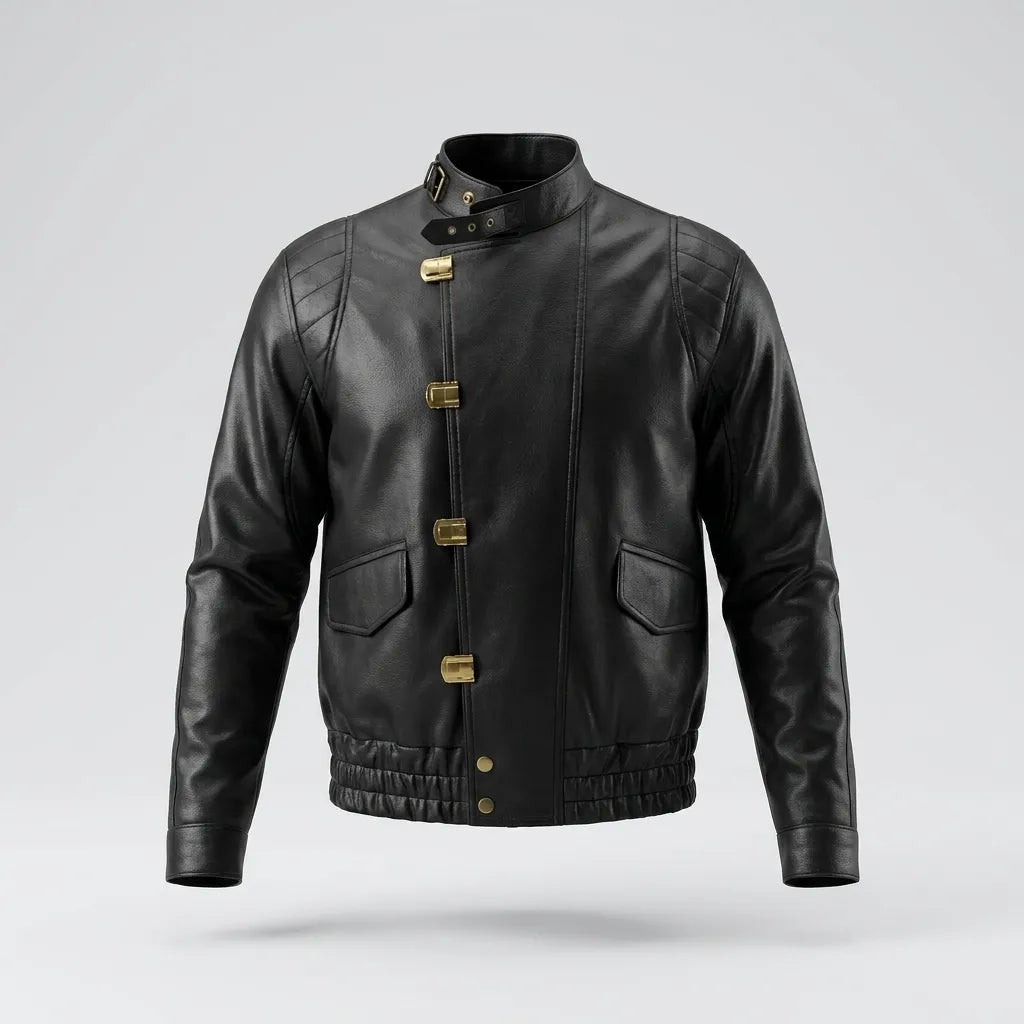 Mens Akira Kaneda Black Leather Motorcycle Jacket
