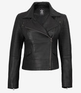 Women's Biker Style Real Black Lambskin Leather Jacket