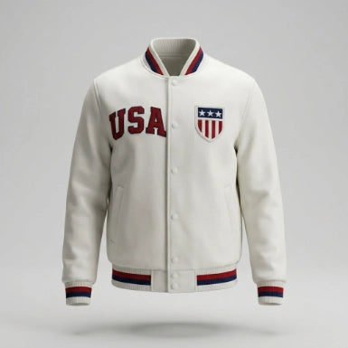 American Flag Wool Varsity Jacket For Men