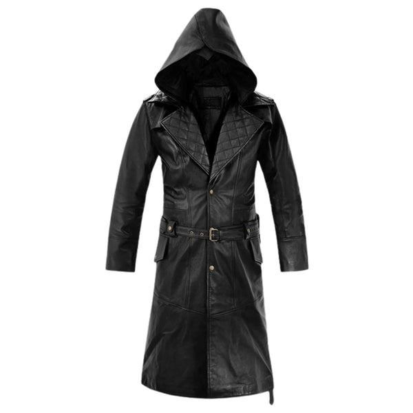 Assassins Creed Jacob Frye Black Leather Trench Coat