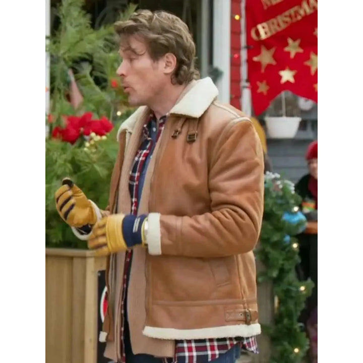 Believe in Christmas John Reardon Brown Leather Jacket