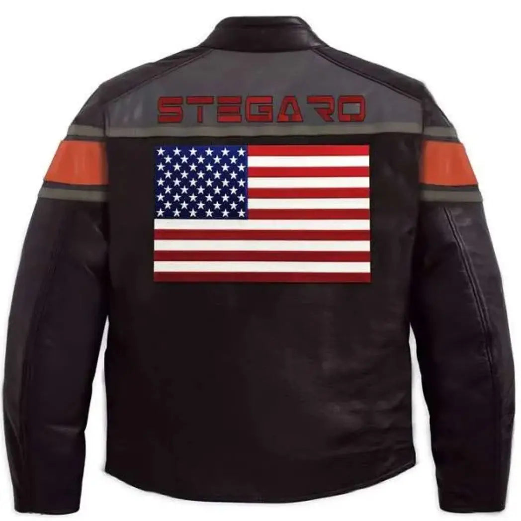 Cafe Racer USA Flag Lambskin Leather Jacket