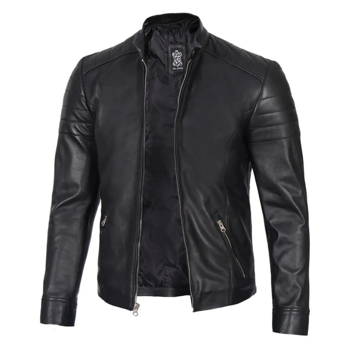 Carrie Men's Black Cafe Racer Style Leather Jacket
