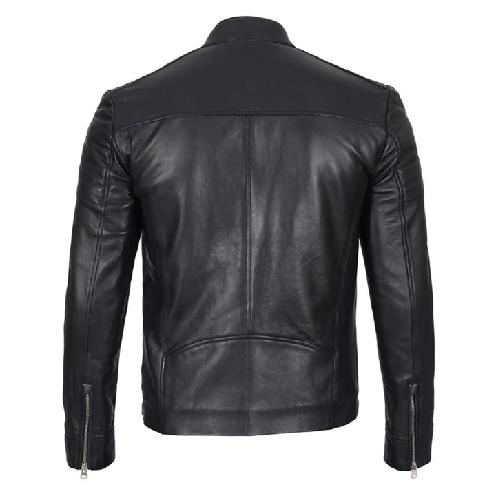 Carrie Men's Black Cafe Racer Style Leather Jacket