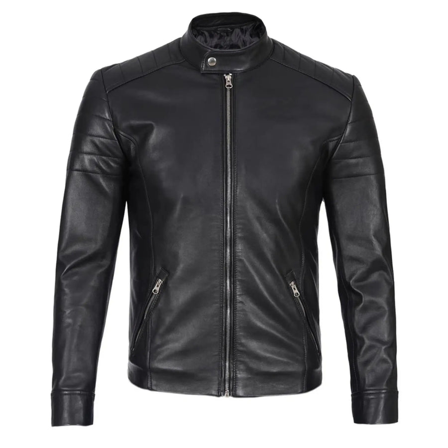 Carrie Men's Black Cafe Racer Style Leather Jacket
