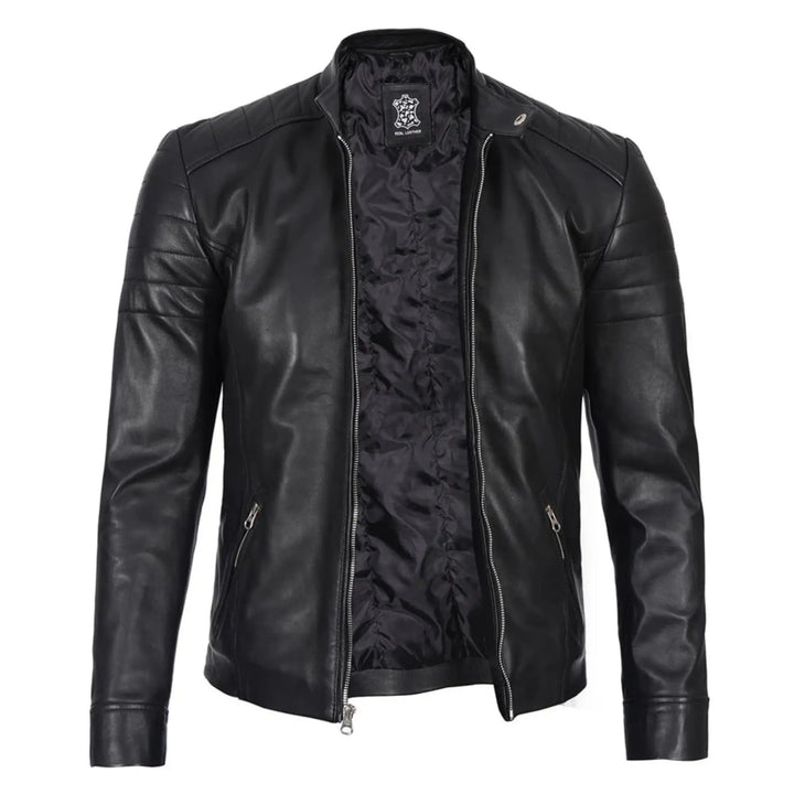 Carrie Men's Black Cafe Racer Style Leather Jacket