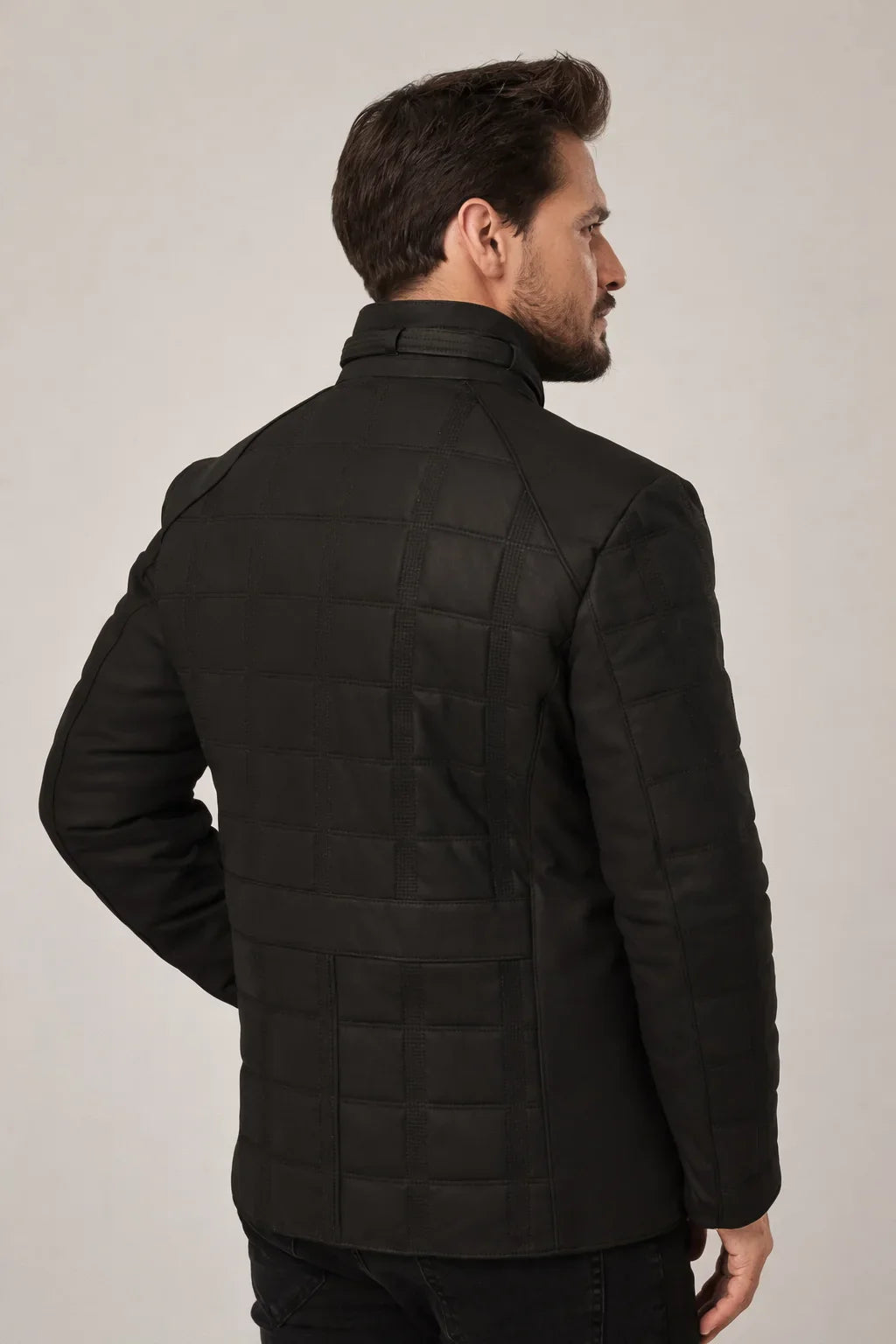 Cassian - Men's Black Leather Quilted Jacket