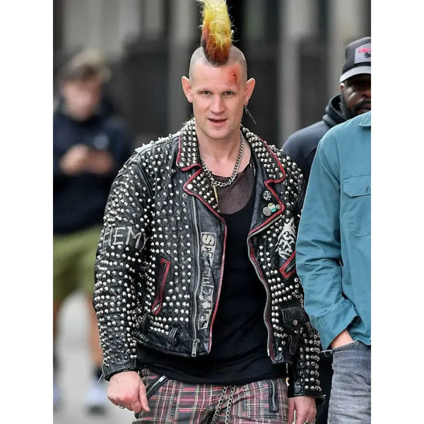 Matt Smith Caught Stealing 2025 Studded Leather Jacket