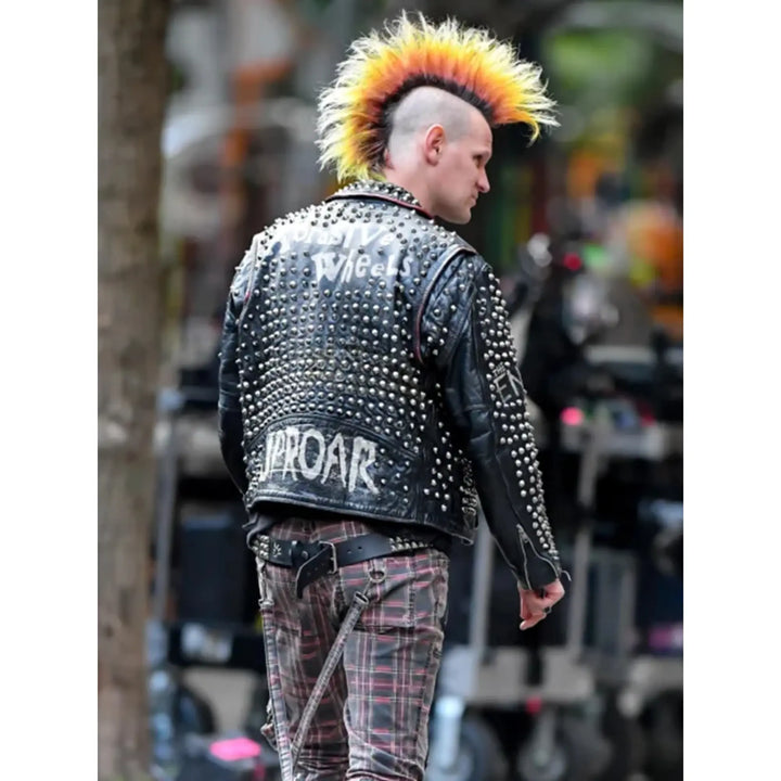 Matt Smith Caught Stealing 2025 Studded Leather Jacket