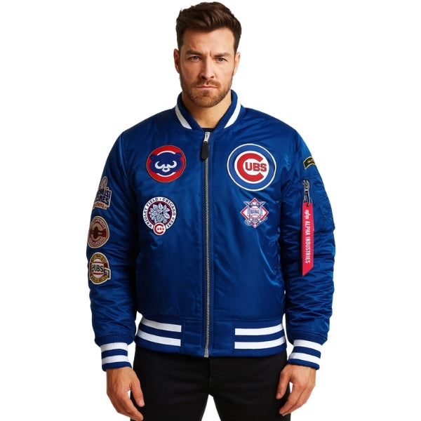 Unwind Leather Chicago Cubs Alpha Bomber Jacket