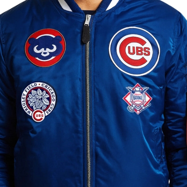 Unwind Leather Chicago Cubs Alpha Bomber Jacket