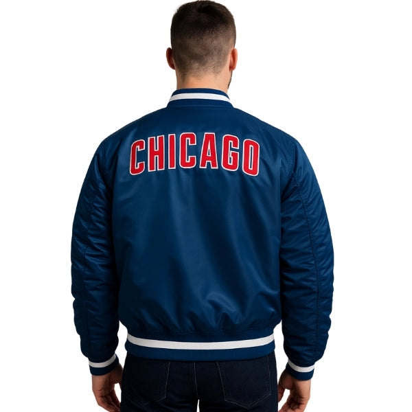 Unwind Leather Chicago Cubs Alpha Bomber Jacket