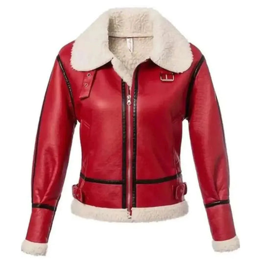 Christmas special  Women Red Leather Jacket