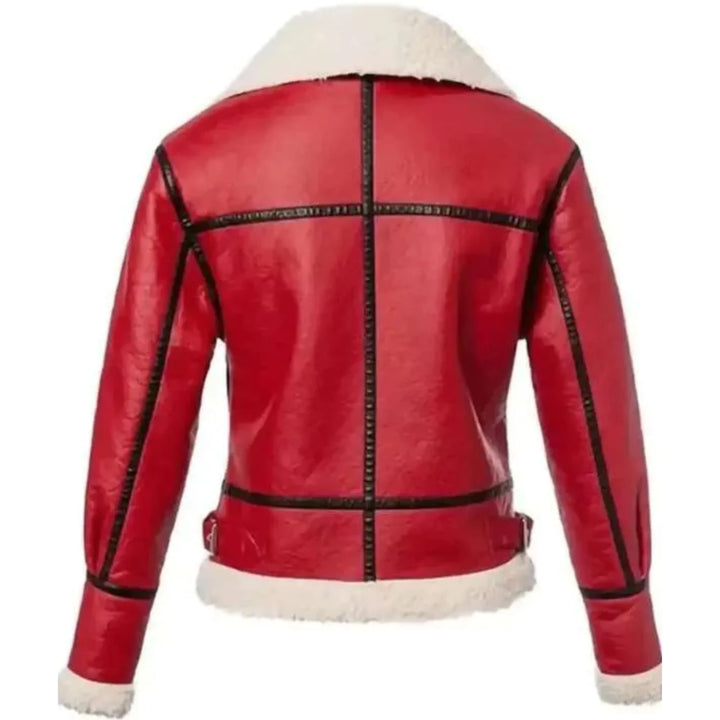 Christmas special  Women Red Leather Jacket