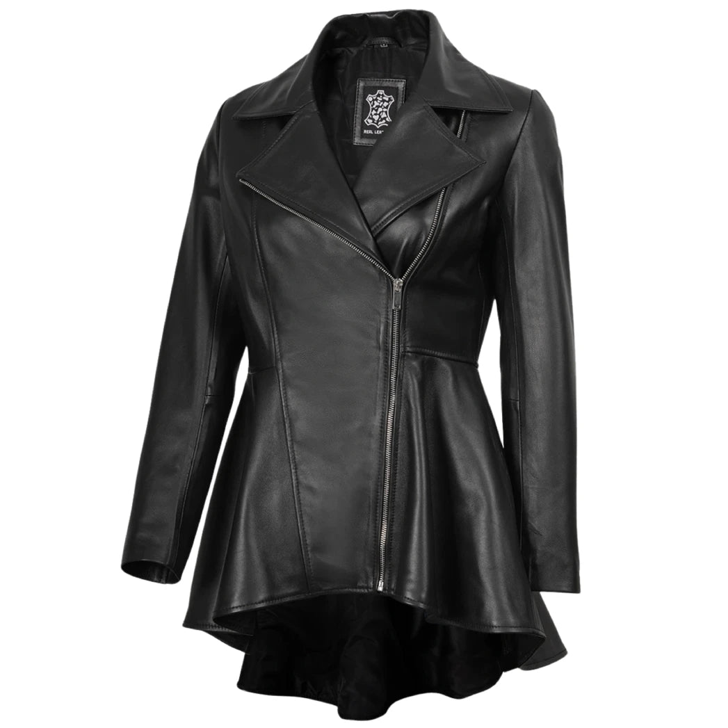 Clarissa Women's Black Leather Peplum Jacket